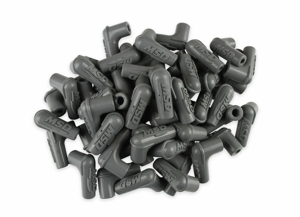 MSD spark plug wire set BOOTS-90-DEGREE-LOGO-SPARK-PLUG-GRAY-SILICONE-50EA-34514