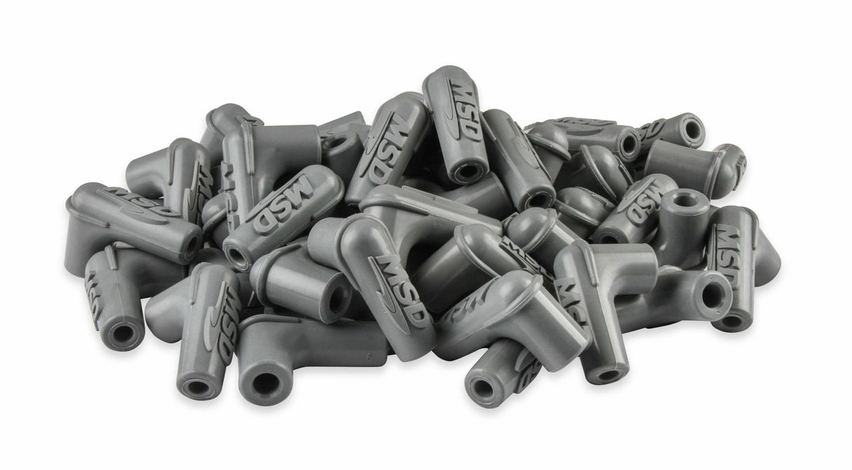 MSD spark plug wire set BOOTS-90-DEGREE-LOGO-SPARK-PLUG-GRAY-SILICONE-50EA-34514