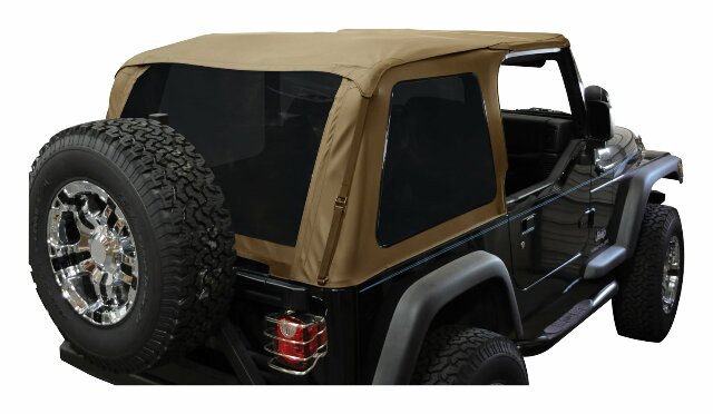 RT Off-Road bowless soft top fits 1997-2006 Jeep Wrangler w spice fabric tinted windows factory roll bar BRT10037