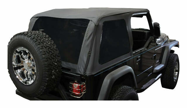 RT Off-Road bowless soft top fits 1992-1995 Jeep Wrangler black fabric tinted windows factory roll bar BRT10135T