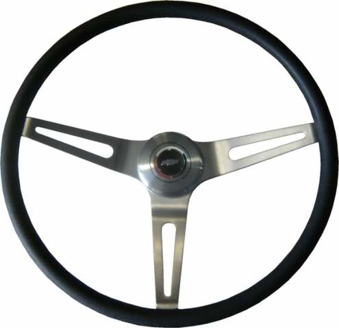 67-72 C/K Series Truck Comfort Grip Steering Wheel-Silver/Black stainless steel C6068-67