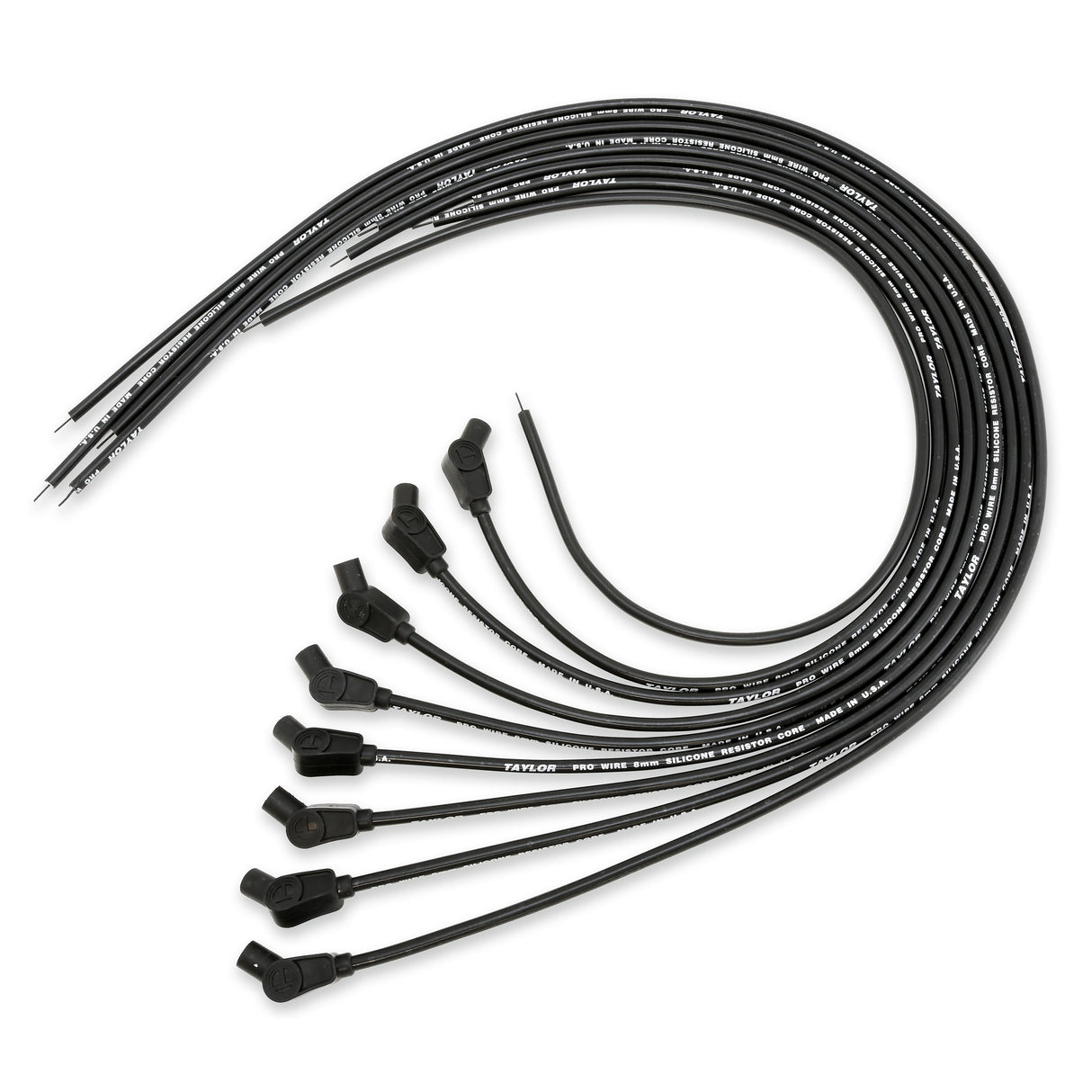 Spark Plug Wire Set Universal 8mm Silicone Pro Wire 135? 3500 ohm/ft Black 70053
