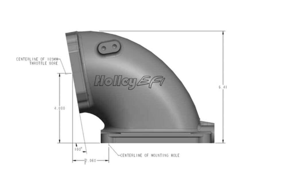 Holley EFI Cast Aluminum 4500 EFI Throttle Body Intake Elbow-LS - 300-248