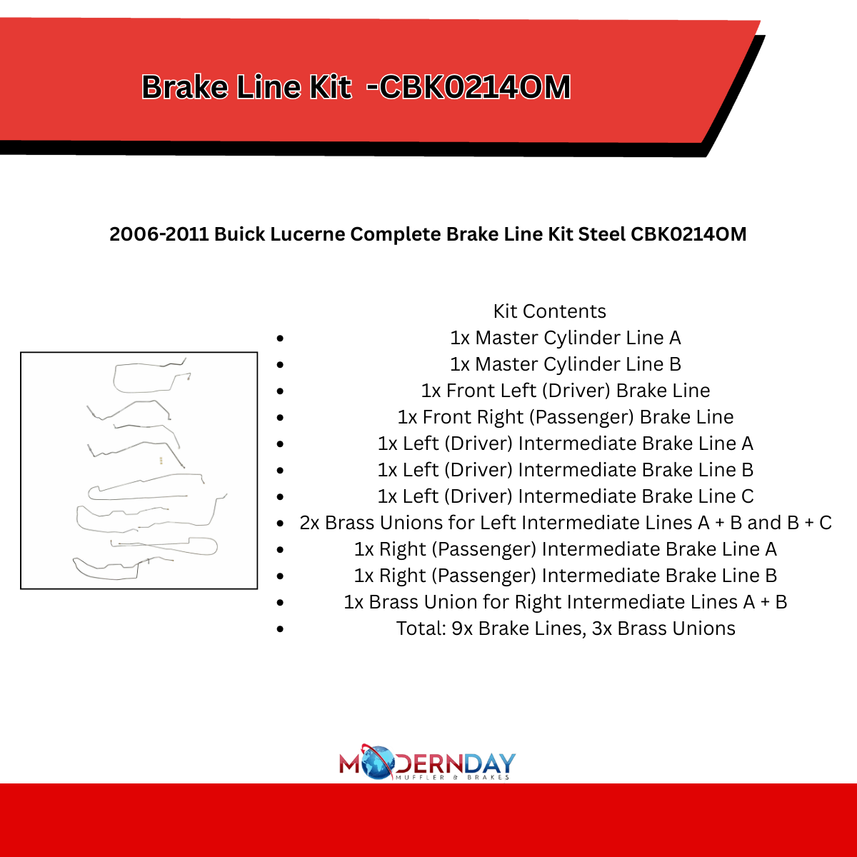 Complete Brake Line Kit for 2006-2011 Buick Lucerne steel