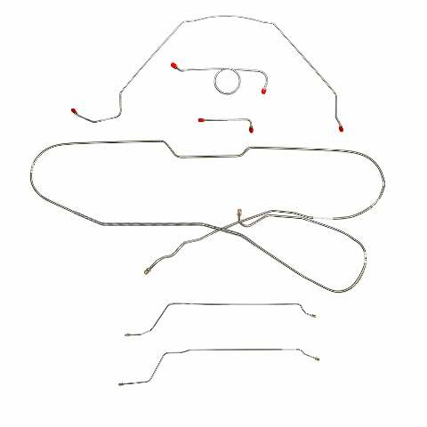 Fits 1966 Chevy Malibu Hardtop w/ Manual Drum, Complete Brake Line Kit CBK0276SS