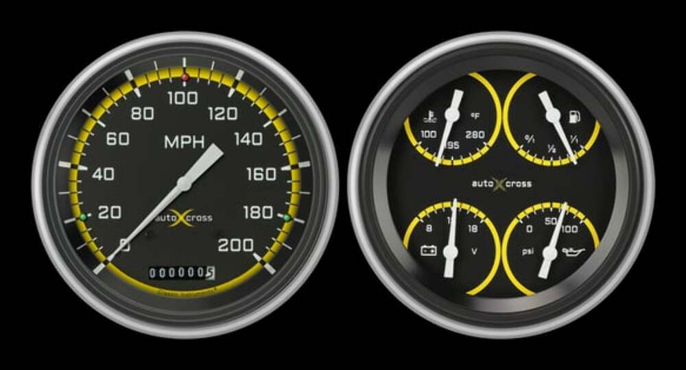 AutoCross Yellow 1951-52 Chevy Car Package LS Sending Unit CH51AXY52-LS dash gauge cluster