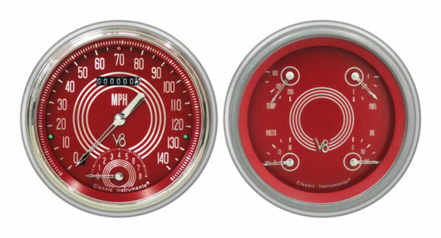 V8 Red Steelie 1951-52 Chevy Car Package CH51V8RS62 dash gauge cluster
