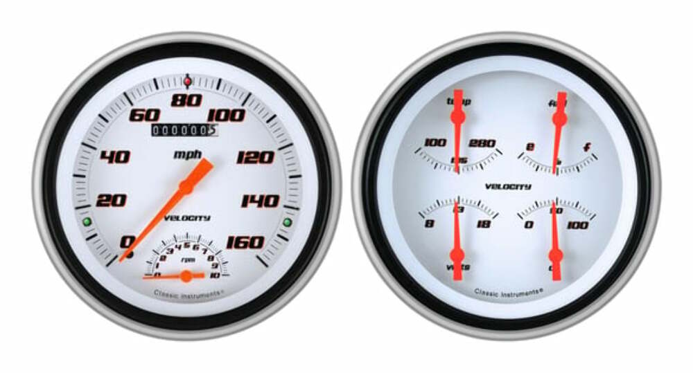Velocity White 1951-52 Chevy Car Package CH51VSW62 dash gauge cluster