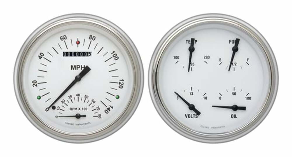 White Hot 1951-52 Chevy Car Package CH51WH62 dash gauge cluster