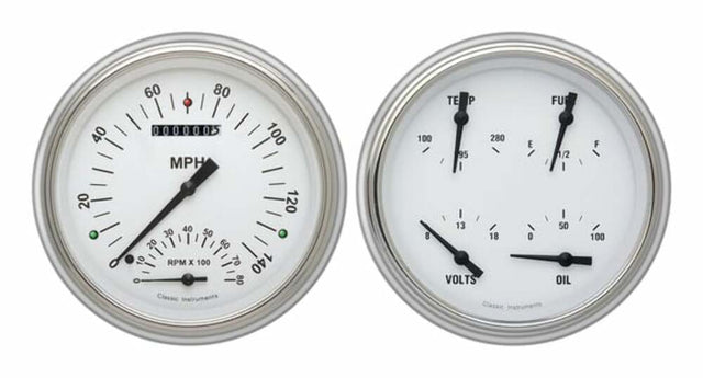 White Hot 1951-52 Chevy Car Package CH51WH62 dash gauge cluster