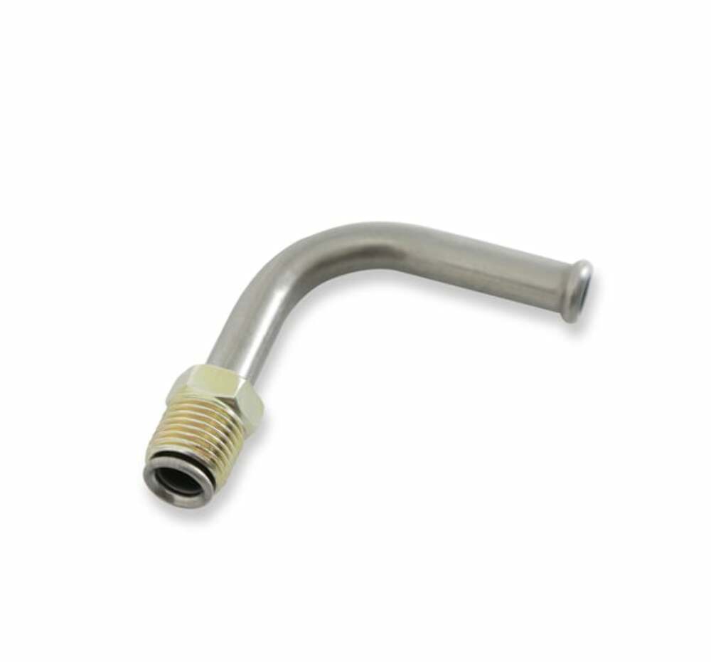 t Chevrolet Small Block Fuel Pump Outlet Fitting 90 deg. Hose 5/16 Thread 1/2-20 Holley
