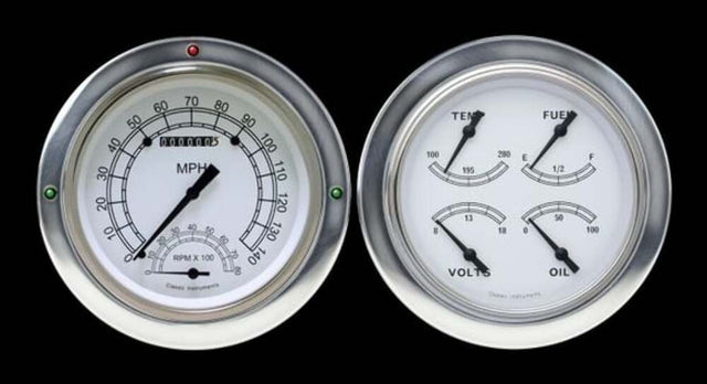 White 1954-55 Chevy Truck Package w/ Speedtachular CT54CW62 dash gauge cluster
