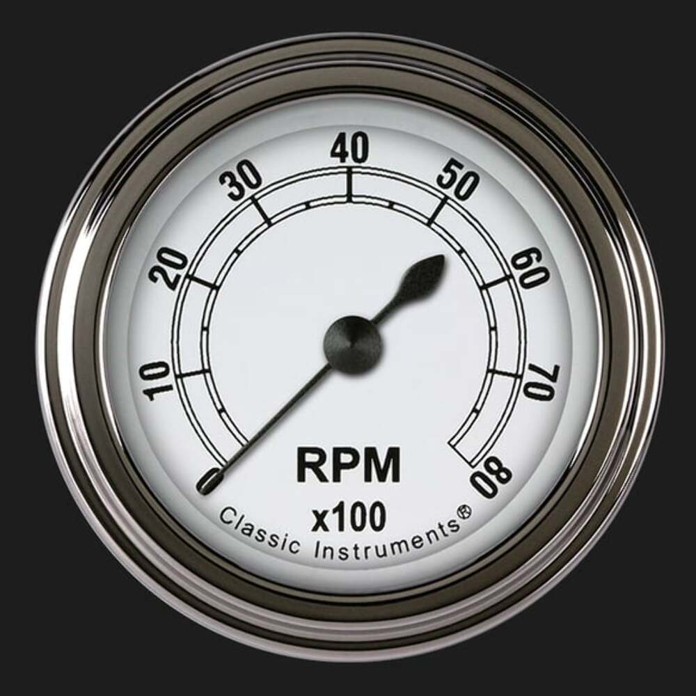 t Classic White 2 1/8" Tachometer CW183SLF Classic Instruments