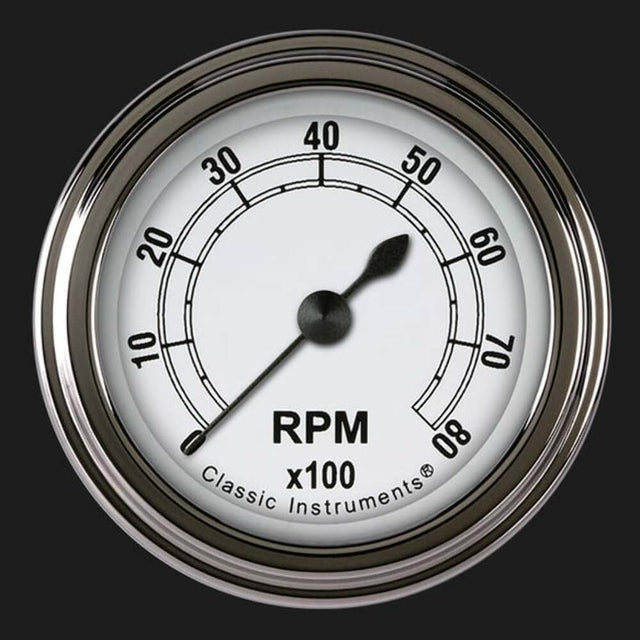 t Classic White 2 1/8" Tachometer CW183SLF Classic Instruments