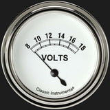 Classic Instruments White 2 5/8" Volt Gauge CW230SLF