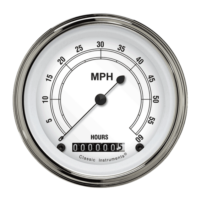 White 3 3/8" Low Speed Speedometer LSCW
