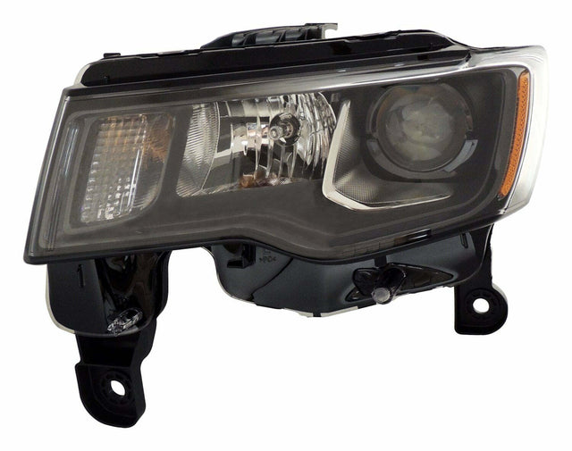 Left headlight assembly for 2016+ Jeep WK Grand Cherokee w/ Halogen Bulbs - 68266647AD black