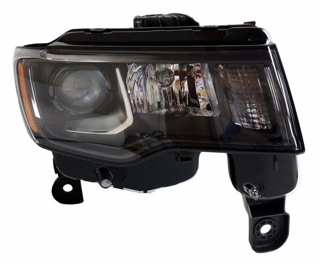 Right headlight assembly for 2016+ Jeep WK Grand Cherokee w/ Halogen Bulbs - 68266646AD black