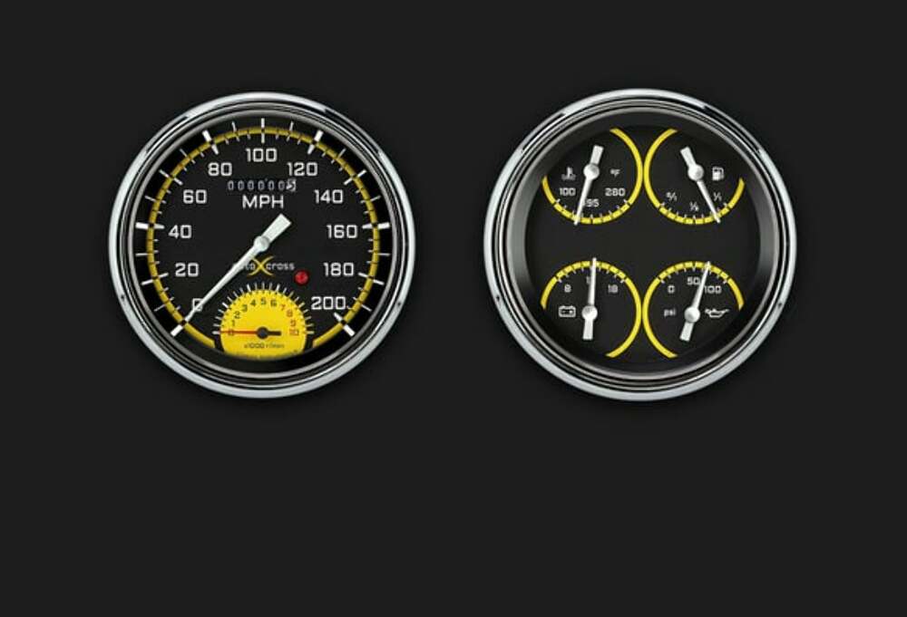 1947-53 AutoCross Yellow Truck Package CT47AXY62 for 1947-1953 dash gauge cluster
