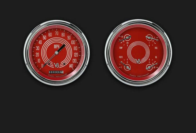 1947-53 V8 Red Steelie Truck Package CT47V8RS52 for 1947-1953 dash gauge cluster