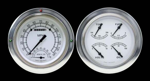 White 1954-55 Chevy Truck Package w/ Speedtachular CT54CW62 dash gauge cluster