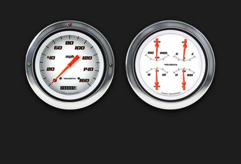 Velocity Series White 1954-55 Chevy Truck Package CT54VSW52 dash gauge cluster