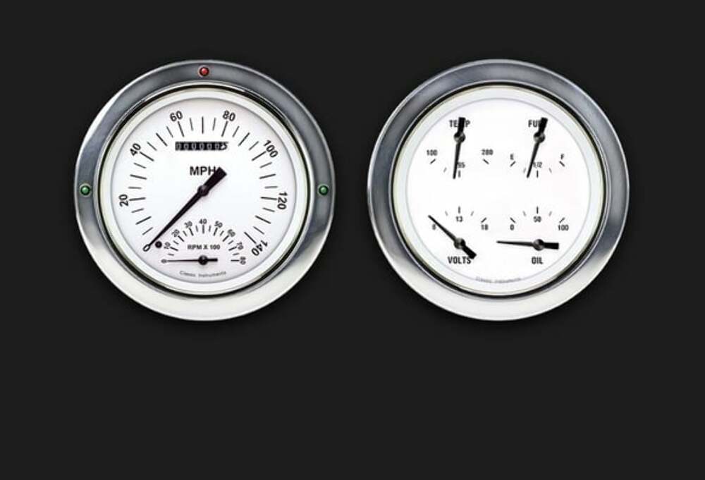 White Hot 1954-55 Chevy Truck Package w/ Speedtachular CT54WH62 dash gauge cluster