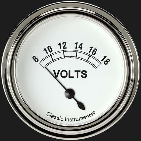 Classic Instruments White 2 5/8" Volt Gauge CW230SLF