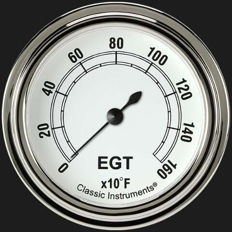 Classic White 2 5/8" Exhaust Gas Temp. Gauge CW398SLF