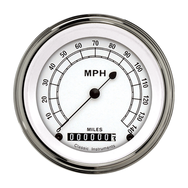 Classic Instruments White 3 3/8" Speedometer CW55SLF