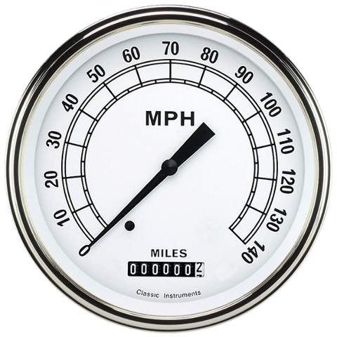 Classic Instruments White 4 5/8" Speedometer CW56SLF