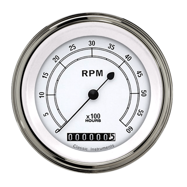 Classic Instruments White 3 3/8" Tachometer CW60HSLF