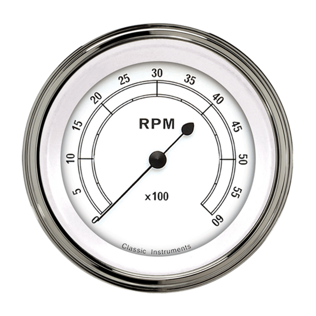 Classic Instruments White 3 3/8" Tachometer CW60SLF