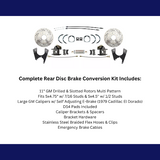 disc brake conversion kit for 1955-1968 Chevy Impala black disc brake drum brake gm-1955-68-10-12-bolt-disc-brake-w-e-brake-slotted-rotors-dbk1012fslx MBM