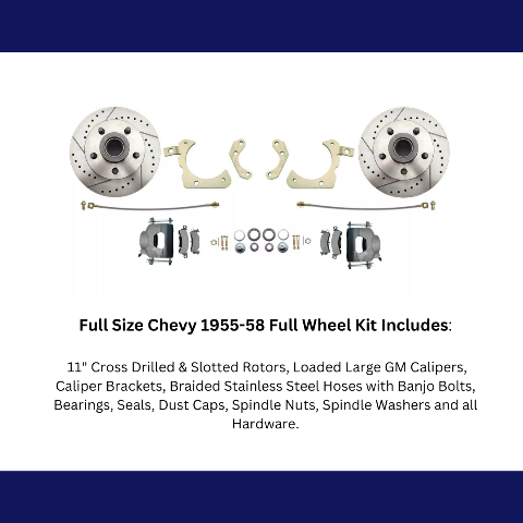 disc brake conversion kit for 1955-1958 Chevy stainless steel steel disc brake fits-1955-1958-gm-full-size-disc-brake-kit-drilled-slotted-rotors-dbk5558lx MBM