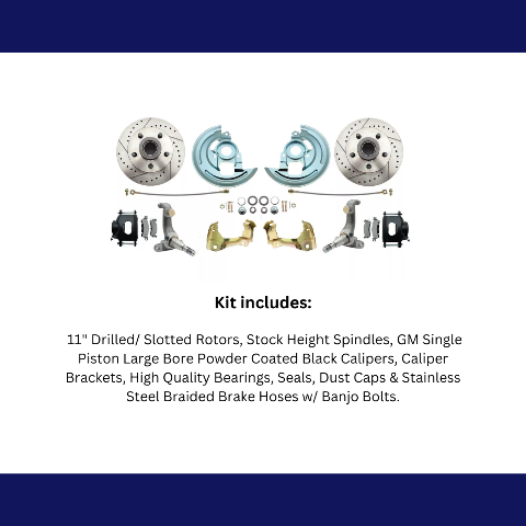 disc brake conversion kit for 1962-1967 Chevy Nova stainless steel steel black disc brake fits-1962-67-chevy-nova-x-disc-brake-kit-drilled-slotted-rotors-black-dbk6267lxb MBM