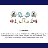 disc brake conversion kit for 1962-1967 Chevy Nova stainless steel steel disc brake fits-1962-1967-chevy-nova-x-disc-brake-kit-drilled-slotted-rotors-red-dbk6267lxr MBM
