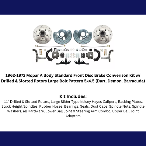 brake caliper for 1962-1972 Dodge disc brake fits-62-72-mopar-a-front-disc-converison-slotted-w-bolt-5x4-5-dbk6272a-45-lx MBM