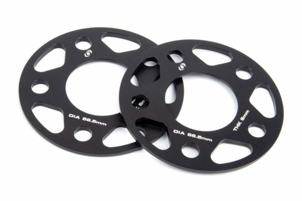 Spacers; 5x112 for 66.5mm CB for 6mm Thick D210-2024 BMW performance black aluminum