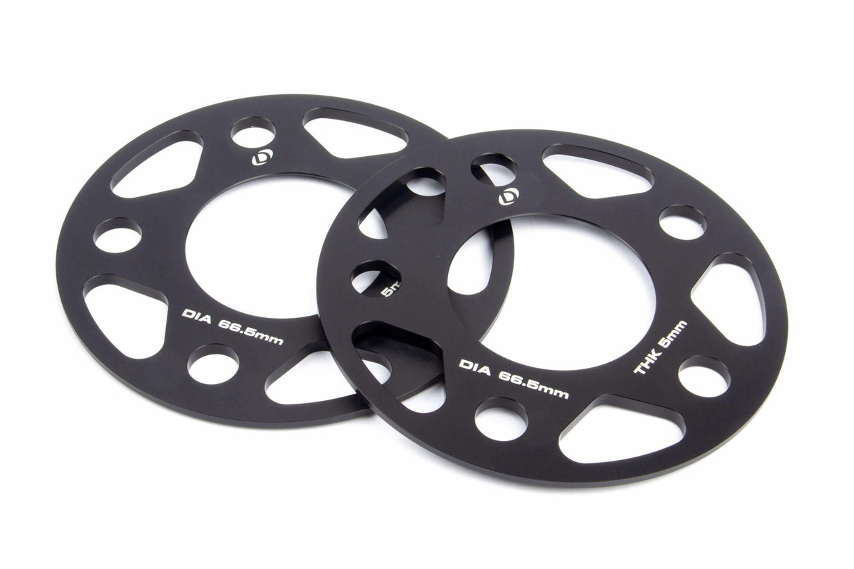 Spacers; 66.5mm CB - 5mm Thick - D210-2023 black aluminum