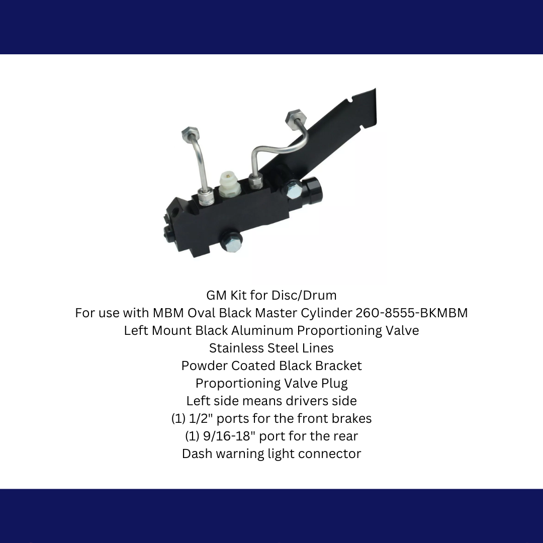Disc/Drum Proportioning Valve Kit for Oval Master Cylinder PV2BK-260 Brakes MBM