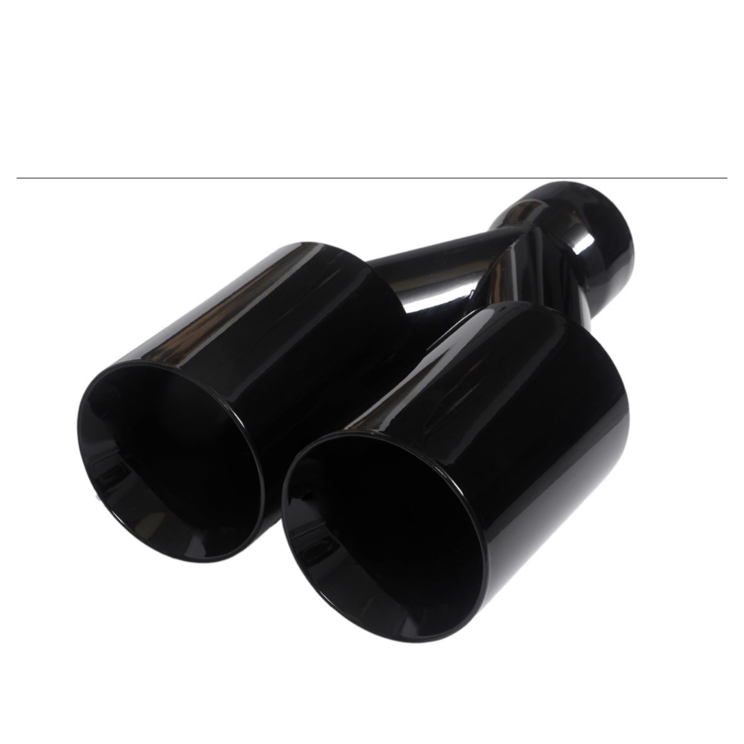 t Dual Round Double Wall Slant Cut Tip Powered Coat Gloss Black-ET-025GB Modern Day Muffler and Brakes