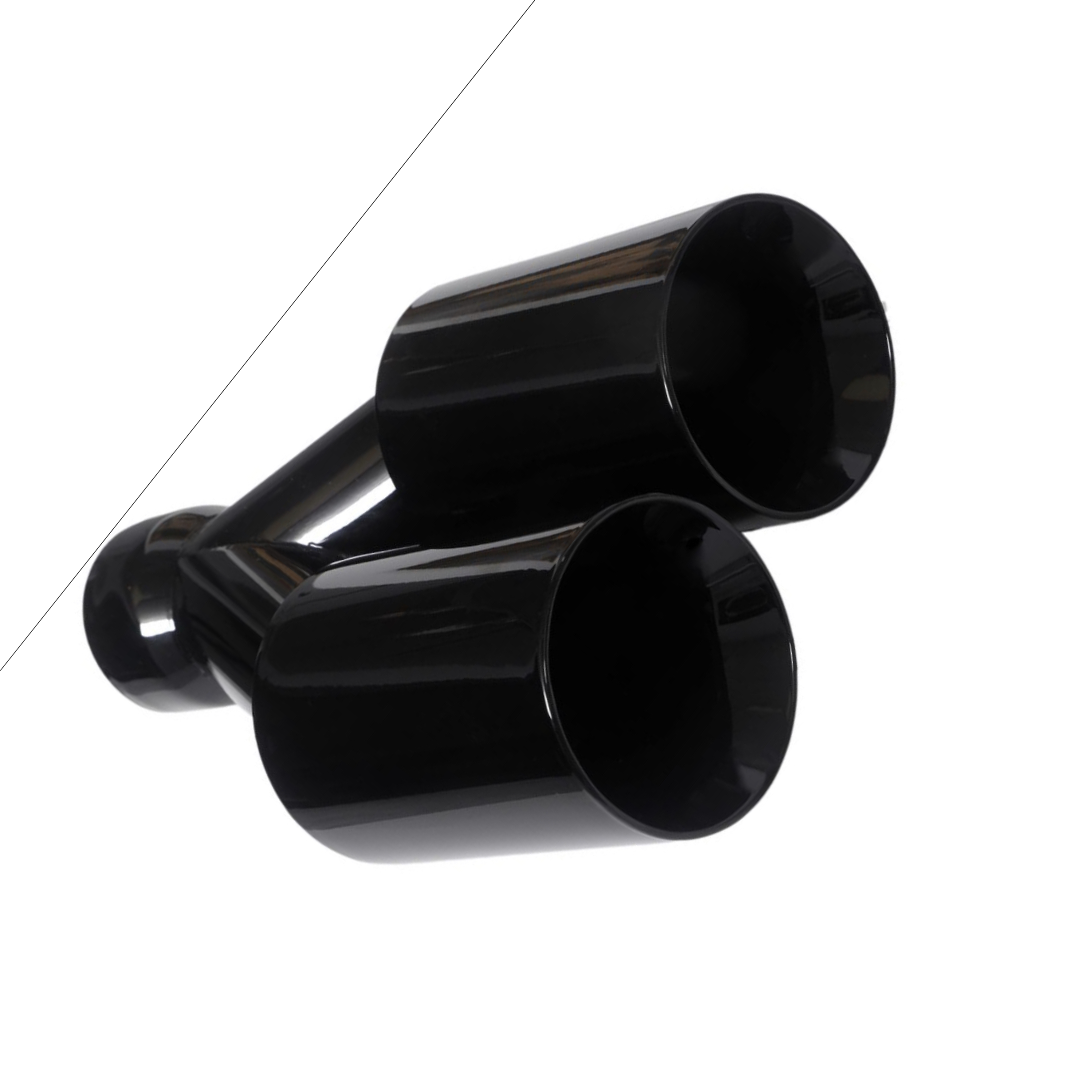 t Dual Round Double Wall Slant Cut Tip Powered Coat Gloss Black-ET-025GB Modern Day Muffler and Brakes
