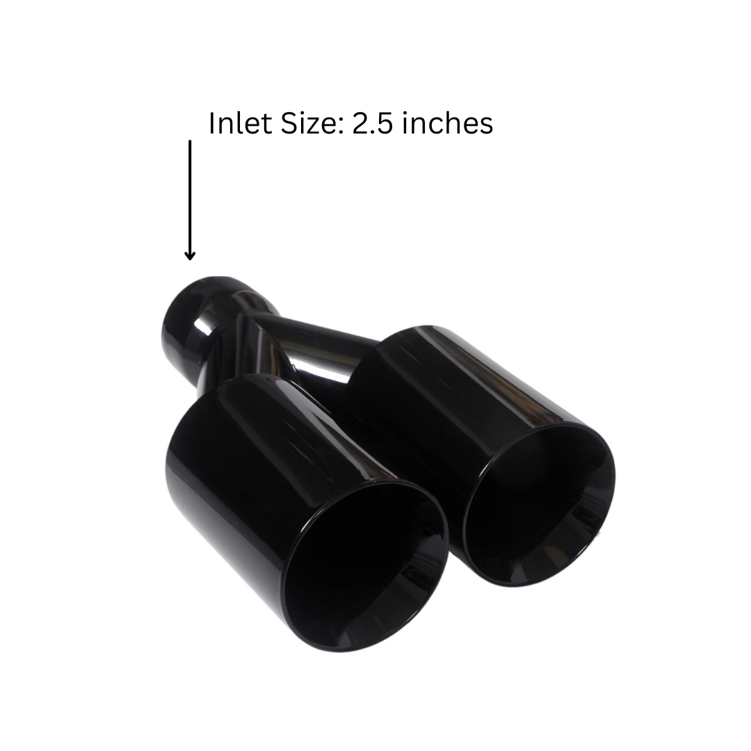 t Dual Round Double Wall Slant Cut Tip Powered Coat Gloss Black-ET-025GB Modern Day Muffler and Brakes