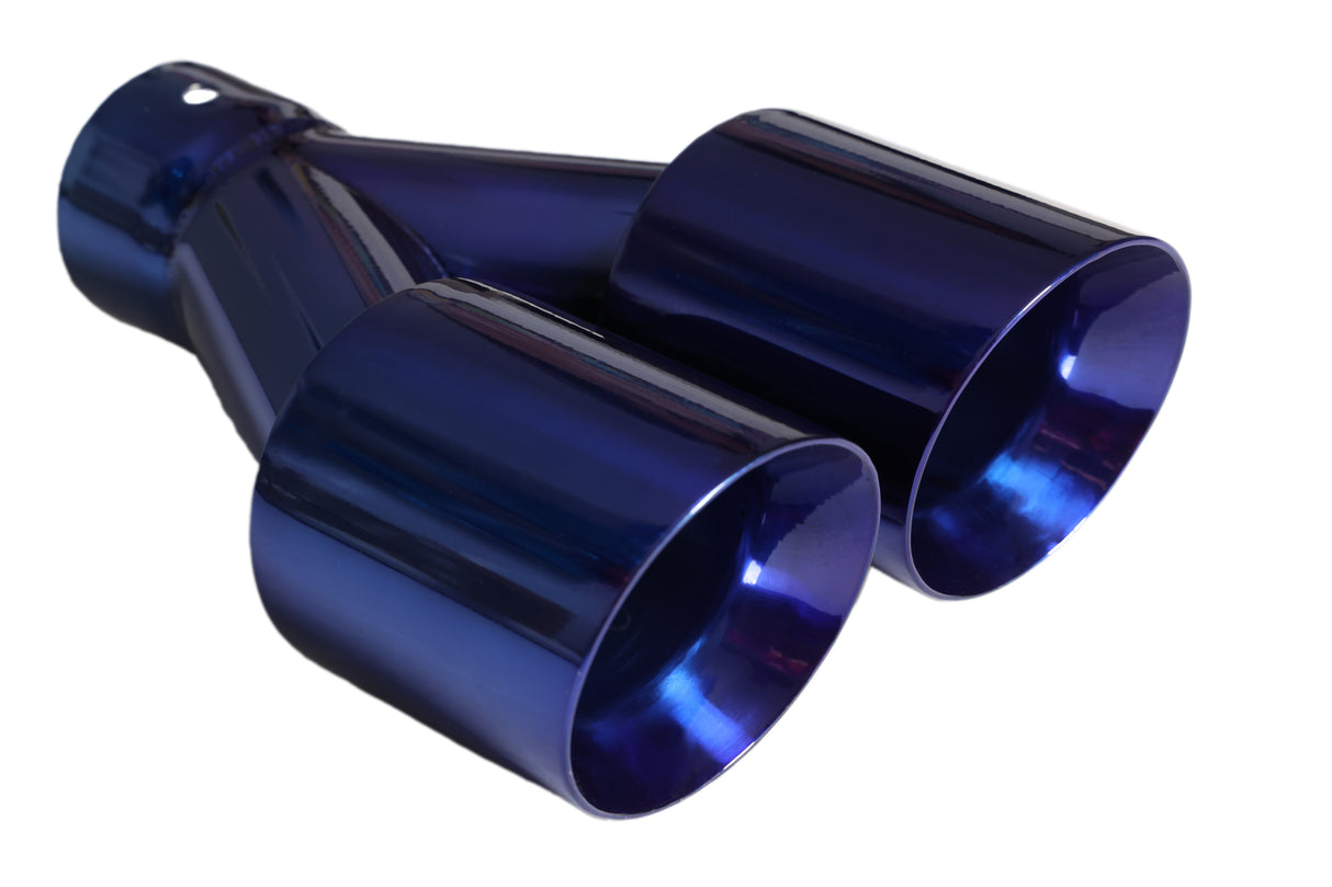 t Dual Round Double Wall Slant Cut Tip Powered Coat JDM Blue-ET-025BL Modern Day Muffler and Brakes