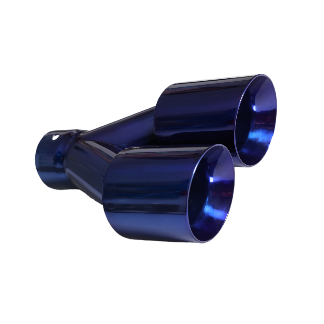 t Dual Round Double Wall Slant Cut Tip Powered Coat JDM Blue-ET-025BL Modern Day Muffler and Brakes