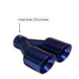 t Dual Round Double Wall Slant Cut Tip Powered Coat JDM Blue-ET-025BL Modern Day Muffler and Brakes