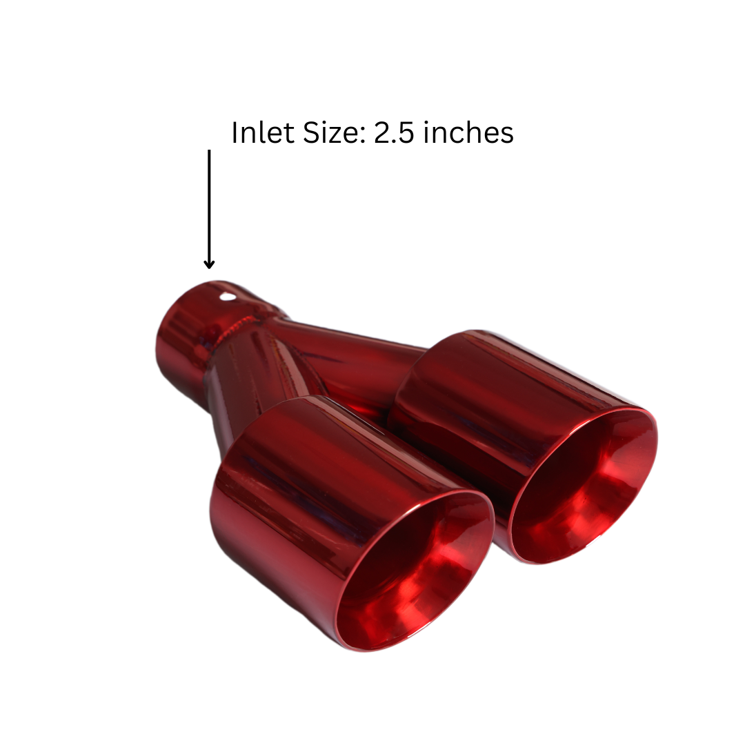 t Dual Round Double Wall Slant Cut Tip Powered Coat JDM Red-ET-025RD Modern Day Muffler and Brakes