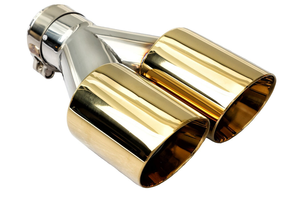 t Dual Round Double Wall Slant Cut Tip Powered Coat Miami Gold-ET-025MG Modern Day Muffler and Brakes