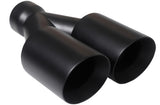 t Dual Round Double Wall Slant Cut Tip Powered Coat Satin Black -ET-025SB Modern Day Muffler and Brakes
